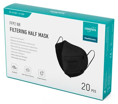 Produktbild von Gesichtsmaske FFP2 Mundschutz Atemschutzmaske - 5-lagig - Schwarz - 20 Stück