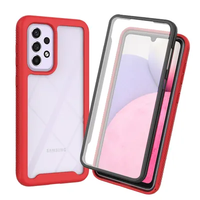 Immagine prodotto di Custodia per Samsung Galaxy A53 5G, paraurti con protezione dello schermo a 360° incorporata, custodia protettiva per tutto il corpo rosso
