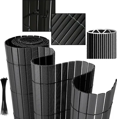 Produktbild von Clanmacy PVC Sichtschutzmatte Sichtschutzzaun Sichtschutz für Zaun Balkon grau 80x300cm Stabile W-Form