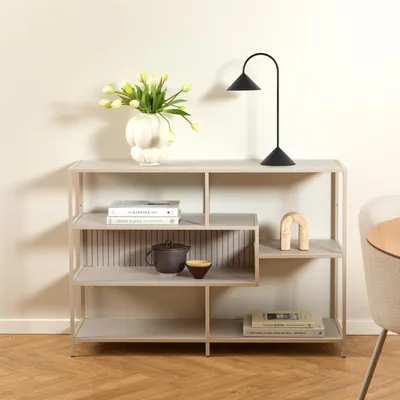 Productafbeelding van Boekenkast Varven Melamine Grijs Open 114cm - Giga Living