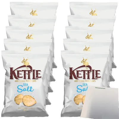 Produktbild von Kettle Chips mit Meersalz (10x130g Packung) + usy Block