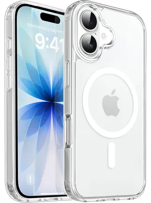 Immagine prodotto di Custodia per iPhone 17 con protezione per la fotocamera, compatibile con MagSafe, resistente agli urti, antigraffio, magnetica e trasparente