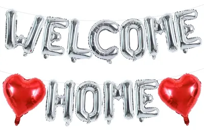 Productafbeelding van Folienballonnen 'Welcome Home' in zilver, 40,6 cm, feestdecoratie
