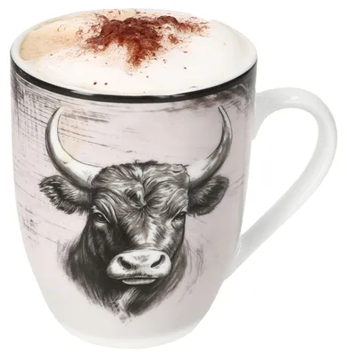 Produktbild von Toro 1x Kaffeebecher 280ml 1 Pers Geschirr Tee-Tasse Kuh Rind rosa Alm