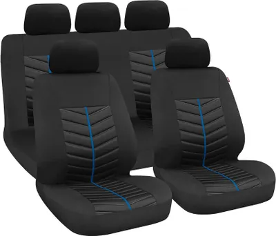 Immagine prodotto di Set di coprisedili rapidi in poliestere nero/blu con imbottitura in schiuma per auto
