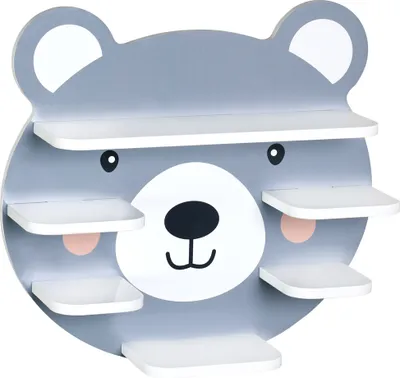 Image de KESPER® Etagère pour enfants Ours, étagère murale 45x12x42cm, en FSC®-, étagère de tonification pour chambre d'enfant, motif animalier, étagère à livres, gain de place, 17785