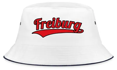 Produktbild von Spreadshirt Freiburg Fußball Fan Breisgau Fischerhut, S/M (Caps), Weiß/Navy