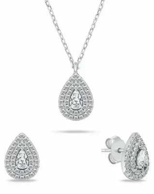 Obrázok produktu pre Strieborná súprava šperkov so zirkónmi Tear Drop SET284W ( náhrdelník, náušnice)