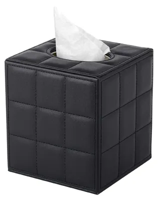 Immagine prodotto di Scatola per fazzoletti in pelle, portafazzoletti cosmetici quadrato, nero, per il bagno