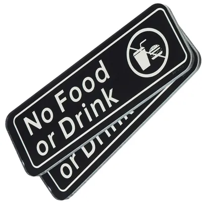 Kein Essen/Trinken Schild, 2er-Pack Acryl, 15x5 cm, selbstklebend, schwarz
