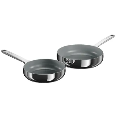Produktbild von BergHOFF Home Bratpfannenset 2 teilig Edelstahl 20 und 24 cm, Antihaft, PTFE frei, für alle Herdarten, Stellar Steel