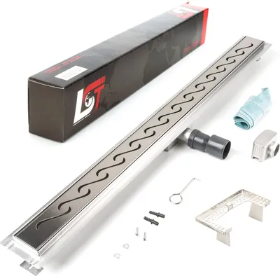 Produktbild von Duschrinne Wellen 700x70mm Ablaufrinne Duschrost mit Edelstahl Siphon Haarsieb