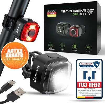 Image de Kit d'éclairage LED pour vélo (avant et arrière), rechargeable par USB, étanche