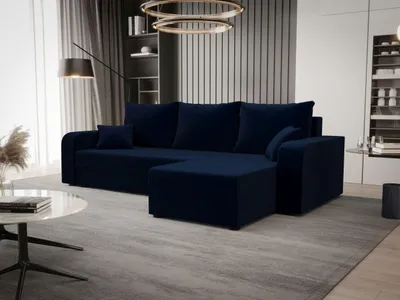 Produktbild von BEDANTE ECKSOFA HEWLET L BIS Itaka 11 Rechts Dunkelblau mit Schlaffunktion L-Form Sofa mit Stauraum Bettkasten Wohnzimmersofa Couch Sofa Bettsofa Bettkasten Bettcouch