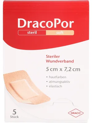 Produktbild von DracoPor soft 7,2 cm x 5 cm hautfarben steriler Wundverband, 5 St. Verband