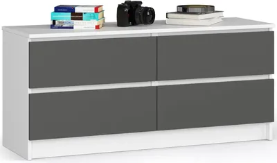 Image de Commode K120 4 tiroirs en blanc et gris graphite pour style et fonctionnalité