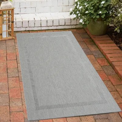 Produktbild von In- & Outdoor Sisal Flachgewebeteppich mit Bordüre in grau Größe - 80 x 150 cm