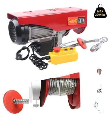 Immagine prodotto di Gruppo elevatore elettrico, 220V, 1600W, cavo in acciaio da 12 metri, portata massima di 1000 kg, freno di sicurezza