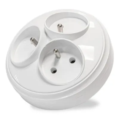 Image de prise multiple R-36, 3x ronde, 250 V, 10 A, blanche, ronde