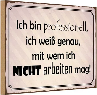 Produktbild von vianmo Holzschild 20x30 cm ich bin professionell weiß Dekoration