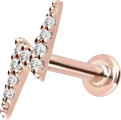 Produktbild von Ohrpiercing, Nasenpiercing 14 Karat Gold Labret mit Innengewinde MOISSANIT-BLITZ 14 Karat | RoséGold Stablänge: 7mm - Stabstärke: 1mm