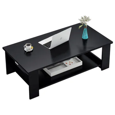 Produktbild von Couchtisch Moderne Bank Mit Regal Zimmer Wohnzimmer Gross 100 Cm Loft Schwarz
