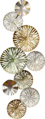 Produktbild von 3D Wandbild 33x87cm Ringe Kreise Metall Grün Gold Deko Teller Wanddeko Design