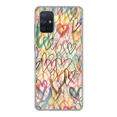 Produktbild von MuchoWow® Handyhülle Schutzhülle Hülle für Samsung Galaxy A51 5G Eine Illustration mit Herzen im Hintergrund Silikon Softcase Handy Hülle - Abbildung