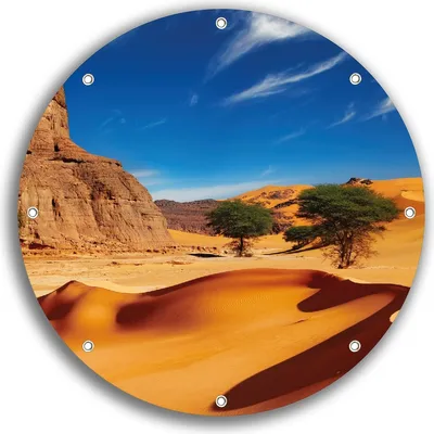 Produktbild von Wallario rundes Outdoor-Poster für Garten oder Balkon, Motiv In der Wüste Sahara, 30 cm Durchmesser