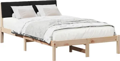 Image de Cadre de lit Marron et noir 120 x 190 cm Bois massif en pin