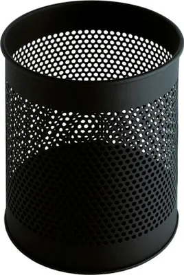 Produktbild von Runder perforierter Papierkorb aus Metall | 15 Liter, HxØ 32x26cm | Schwarz