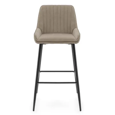 Produktbild von NEW HOME Barhocker PASSO gepolsterter für Wohnzimmer Esszimmer Glamour - dunkelbeige - moderne Samt Velours Möbel