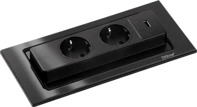 Produktbild von Schulte EVOline BackFlip 10.017 USB-A 2 fach Glas glänzend schwarz