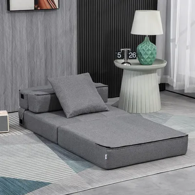 Produktbild von Schlafsessel 2-in-1 Gästebett kombinierbar, Bettsessel Polyester Schaumstoff, Dunkelgrau | 70 x 70 x 61 cm | abnehmbarer Bezug | 8,5 kg