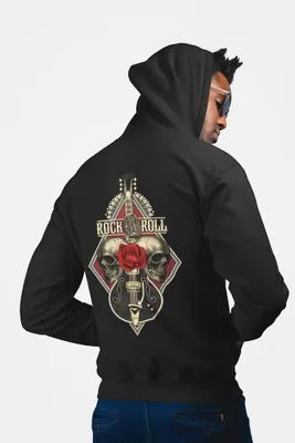 Produktbild von D&B Unisex Hoodie ZIPZN00014 Rock And Roll Schwarz-Größe XL