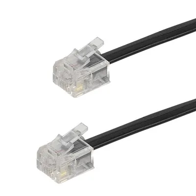 Cable Telefónico TAE-F A RJ11 De 10 Metros - Para Teléfonos Fijos, Conector Macho/Macho, Color Negro