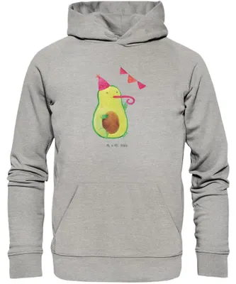 Produktbild von Mr. & Mrs. Panda Bedruckter Hoodie Avocado Party Größe XL - Heather Grey - Geschenk, Avocados, Sweatshirt, Statement-Hoodie, Kapuzenpullover, Abi, Happy Birthday, Pulli