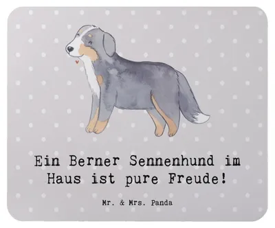 Produktbild von Mr. & Mrs. Panda Mauspad Berner Sennenhund Freude - Grau Pastell - Geschenk, Familienhund, Hunderassen, Hunderasse, Mousepad, Hunde, laptop, mousematte, treuer Begleiter