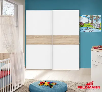 Image de Armoire à portes coulissantes pour chambre d'enfant, chêne Sonoma blanc, 170 cm