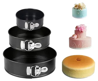 Zdjęcie produktu dla Zestaw form do pieczenia, 3 sztuki (4"/7"/9"), formy do ciast ze spryskaną powłoką antyadhezyjną i odpinanym dnem