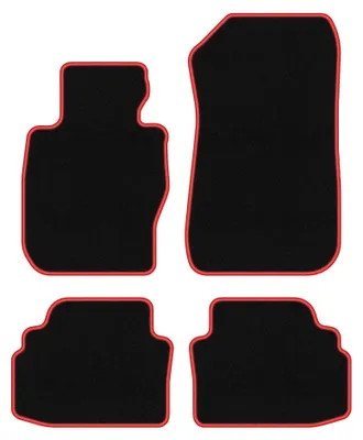 Obrázok produktu pre Velúrové autokoberce pre: BMW 3 E92 xDrive 2004-2011 (kupé) – sada 4 ks, čierno-červené, na mieru – Wielganizator CARLUX