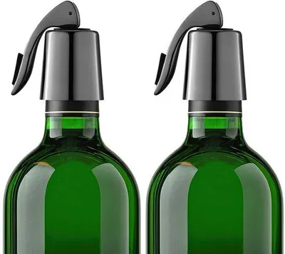 Productafbeelding van Wijnflesdop, 2 stuks - RVS flesdop - Herbruikbare wijnstopper - Innovatief vacuümmechanisme