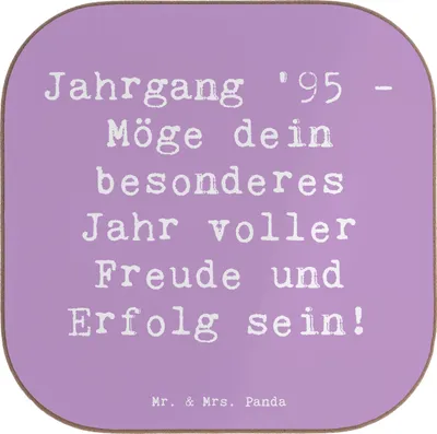 Produktbild von Mr. & Mrs. Panda Holzuntersetzer Spruch 1995 Geburtstag - Lavendeltraum - Geschenk, besonderes, Jahr, Glückwunsch, personalisierte Geschenke, gläseruntersetzer, Coaster