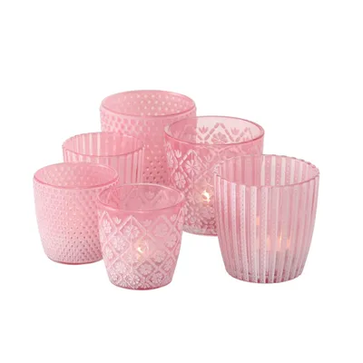 Produktbild von Boltze Windlichter Patty SET 6teilig Glas Pink