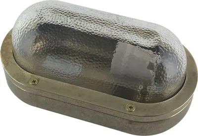 Produktbild von Wandleuchte außen Messing Glas B: 23 cm IP64 in E27 Maritim Ovalleuchte