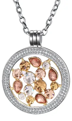 Produktbild von Morella Damen Halskette 70 cm Edelstahl und Zirkonia Anhänger mit Coin Tropfen 33 mm im Schmuckbeutel