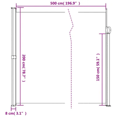 Image de vidaXL Marquise latérale extensible vert foncé 200x500 cm
