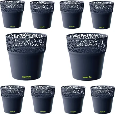 Produktbild von 10er-Set Kunststoff Blumentopf Ibo anthrazit Ø 12,0 cm H 12,0 cm