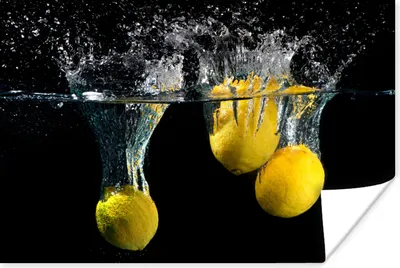 Produktbild von MuchoWow® Poster Zitrone - Frucht - Stilleben - Wasser - Gelb 120x80 cm - Bilder