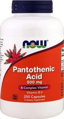 Produktbild von JETZT Nahrungsergänzungsmittel Foods Pantothenic Acid Kwas Pantotenowy (Vitamin B5) 500 mg (250 Kapseln) 3781